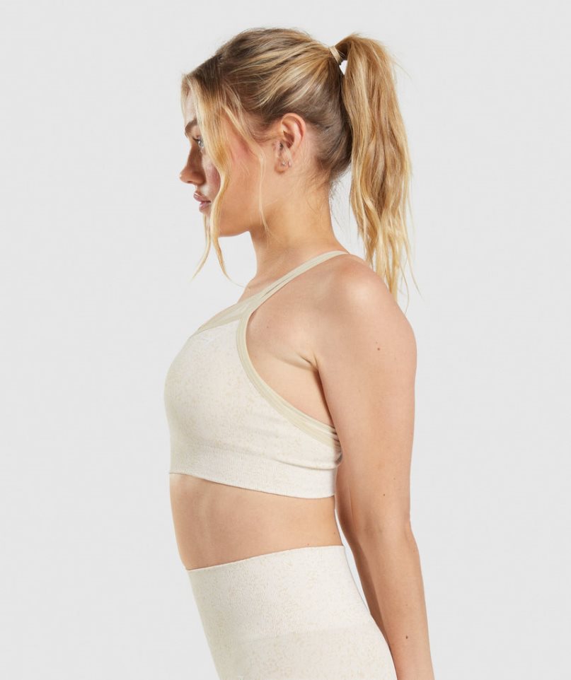 Women's Gymshark Adapt Fleck Seamless Sports Bra White | NZ 4QCMLZ